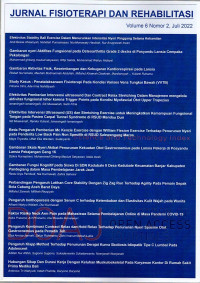 Image of JURNAL FISIOTERAPI DAN REHABILITASI VOLUME 6,NO 2 JULI 2022